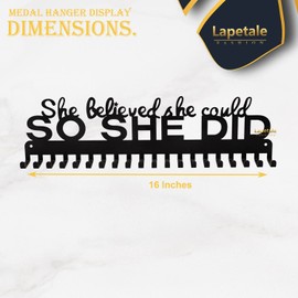 Medal Display Hanger Holder Wall Rack Frame with 20 hanging hooks-Medal Hanger Awards Ribbon Cheer,Gymnastics,Soccer,Softball Holder Display Custom Rack for Sports Medals in 16 inches long