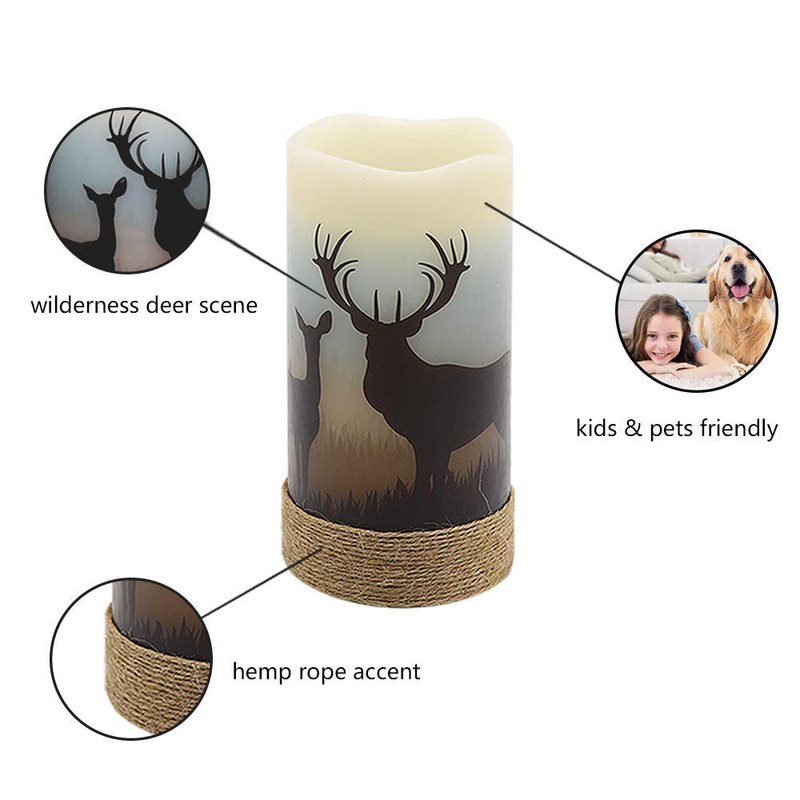 GenSwin Flameless Flickering Led Candles with Hemp Rope and 6H