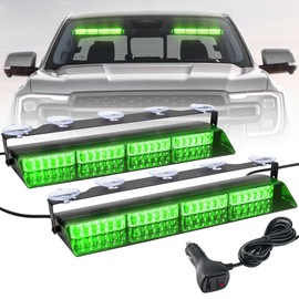 ELECHOI Green 2 in 1 Emergency Dash Strobe Light Bar, Front/Rear 48LEDs Interior Windshield Visor Safety Flashing Warning Hazard Lights for Trucks Vehicles