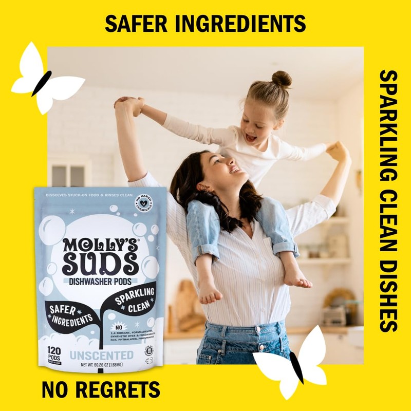 Molly's Suds Dishwasher Powder | Clean Dishwasher Detergent, Cuts Grease