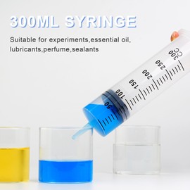 300 ml Large Syringe Plastic, Pet Feeding Syringe Sterile Packaging for Scientific Laboratories, Measurement, Dispensing, Watering, Refill