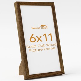 Natural Homi 6x11 Picture Frame,Solid Oak Wood 6"x11" Photo Frame With Walnut Color Finished,Tempered Real Glass 6 by 11 Wooden Frames with No Mat,11x6 Picture Frames for Wall or Tabletop Display