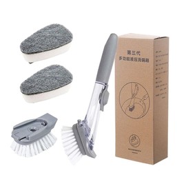 5-in-1 Soap Dispensing Dish Wand Kit | All-in-One Kitchen Cleaning Tool, Scrub Brush and Sponge Set with Soap Dispenser | Includes 2 Brushes, 2 Sponges, for Cleaning Dishes, Cookware, Utensils & Pots