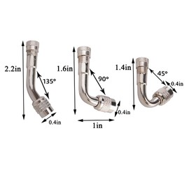 DSkoiph 6 Pack Valve Stem Extenders 45 degree, 90 degree and 135 degree Dually Valve Stem Extensions Compatible for Passenger Cars, RV, Stroller, Bicycles, Motorcycles and Trailers (Elbow Extender)