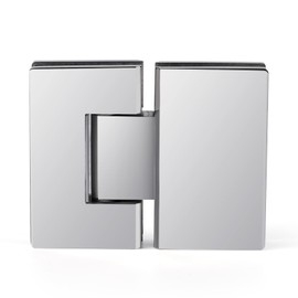 Ranbo Heavy Duty 180 Degree Shower Glass Door Hinge, Solid 5mm 304 Stainless Steel, Glass-to-Glass Mount,for 5/16"-1/2" (8mm-12mm) Frameless Doors, One-Piece Precision Cast, Polished Chrome, 1 PC