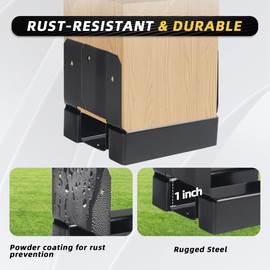 DEWHONETE 10Pcs 4x4 Post Base for Concrete Pergola Fence Wooden or Iron Columns Deck Mailbox Post Anchor Base Brackets Kit Black