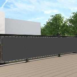 SunnyRoyal 3'x25' Balcony Privacy Fence Screen Apartment Railing Deck Cover, 3FT Outdoor Patio Screens with Zip Ties, HDPE Shade Cloth with Grommets, Mesh Fabric for Porch Backyard, Black