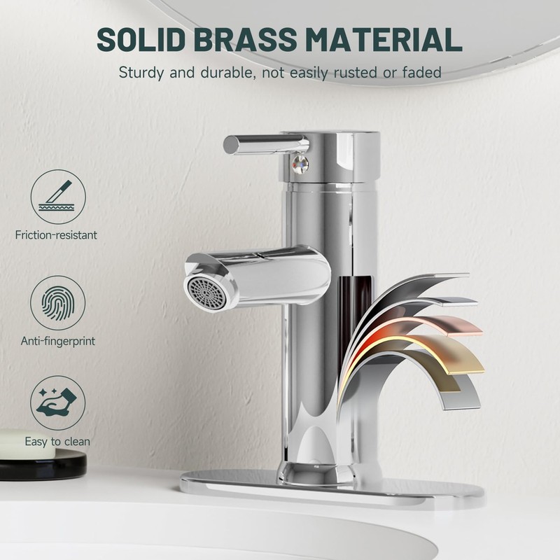Greenspring Chrome Bathroom Faucets, Single Handle Bathroom Faucet 1 Hole