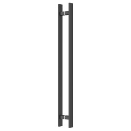 Ranbo H-Shaped 12" Length Rectangle Back to Back Large Push Pull Door Handle, Edge Chamfer Design for Safety, 304 Stainless Steel, for Barn Front Wood Shower Commercial Entrance Door,Matte Black
