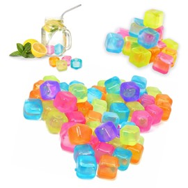 40Pcs Reusable Plastic Coloured Ice Cubes use in Cold Drinks Bar BBQ Multicolour Quick Freezing Washable & Dry Ice Fake Ice Cubes Ice Block Ice Bath Available in Blue, Green, Pink, Orange