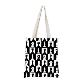 MNIGIU International Chess Gift International Chess Player Gift International Chess Tote Bag Chess Master Gift (Chess Black Tote), Small