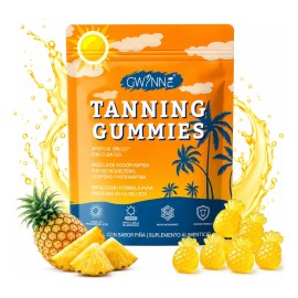 Gwynne Tanning Gummies Para Mujeres Y Hombres 60 Gummies,con Astaxantina,licopeno,colágeno Y Vitaminas,radiancia E Hidratación De La Piel