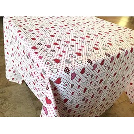 Zen Creative Designs Hearts and Dots Red Cotton Rectangle Tablecloth and Overlay Perfect for Baby Showers/Kids Birthday/Outdoor Picnics/Party Decor (36"x36")