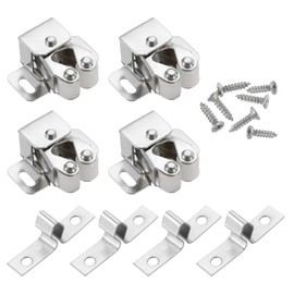 sourcing map 4Pcs Cabinet Latch Double Roller Catch, Lock Stop Catch Clamp Cabinet Closer Magnetic Closure Hardware for Cabinet Kitchen Closet Door, Nickel