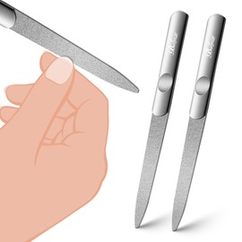 BALUCA Stainless Steel Diamond Nail File for Natural Acrylic Nails, Double Sided Metal Fingernail Toenail File for Women, Durable and Efficient Nail Care Tool