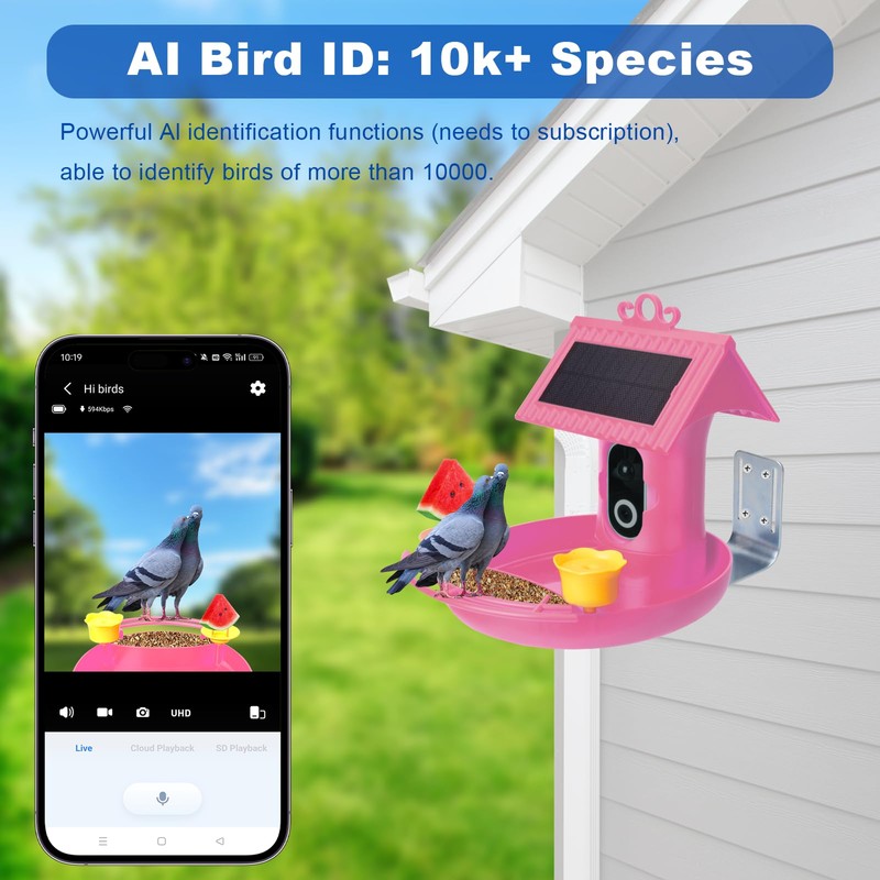 Bird Feeder with Camera - 4K HD Live View, Smart