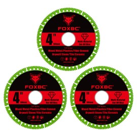 FOXBC 4 Inch Indestructible Multi-Material Cut Off Disc for Angle Grinders, 7/8" Arbor - 3 Pack