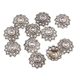 30 Filigree Bead Caps Bead Caps 12 mm Metal Spacer Spacer Beads Intermediate Parts End Caps Tibetan Silver Metal Beads for Jewellery Chain Bracelet Ring M230