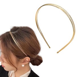 Layers Gold Headbands for Girls Metal Headbands Hair Band for Women's Hair Accessories for Women Wedding Hair Band Headband for Bride Gold Wire Headband for Women Non Slip Hair Band for Girls