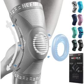 NEENCA Hinged Knee Brace, Knee Support with Side Stabilizers of Locking Wheels for Men & Women, Knee Pads for (Grey2, XL)