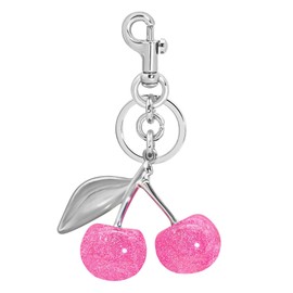 SKYFUN Cherry Keychain for Women Glitter Cherry Bag Charm Key Chain for Purse Wallet Handbag Backpack Jewelry Accessories Gift for Birthday Christmas, Rose Pink
