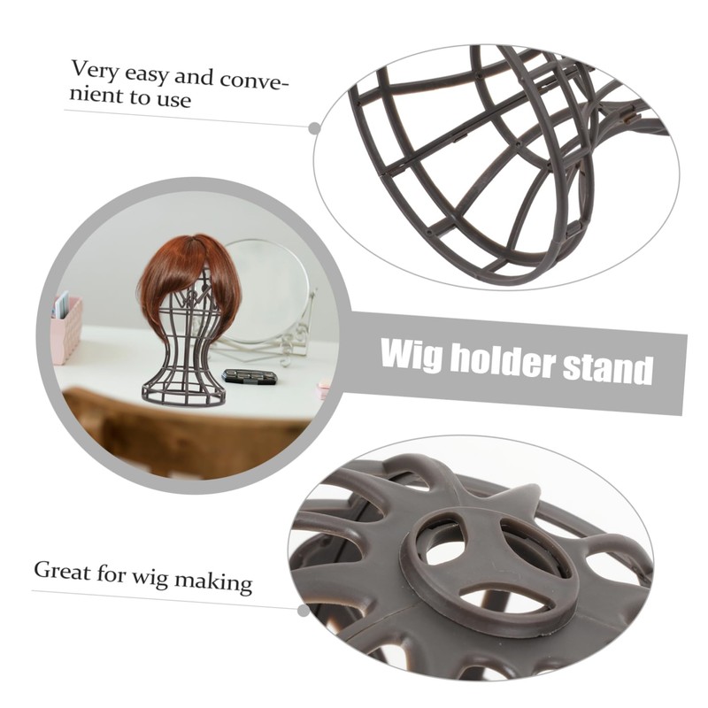 Healeved 2Pcs Plastic Wig Stand Holder for Displaying Wigs Travel-Friendly