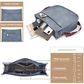 HKCLUF - Bolsos cruzados para mujer, de piel vegano de moda, con 2 piezas, correa ajustable para guitarra, bolsas de hombro, azul (A4-blue), Duradero, único