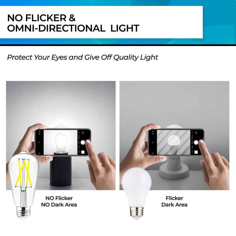 Hizashi Vintage LED Light Bulb Dimmable, 6W Equivalent 60W, 5000k