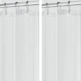 iDesign Waterproof Shower Curtain 12 Metal Grommets-72 x 72"-Set of 2-Clear EVA Liner M2