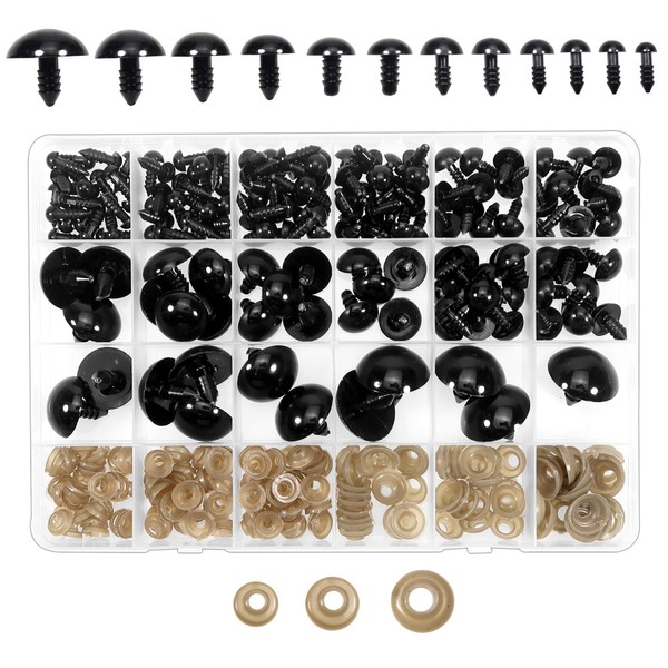 TOAOB 360pcs Plastic Safety Eyes with Washers Craft Eyes Doll