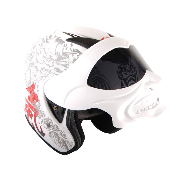 1Storm Motorcycle Open Face Fiber Glass Dual Visor Helmet Scooter