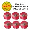 Caja Con 6 Quesos De Bola Edam Gallo Azul.