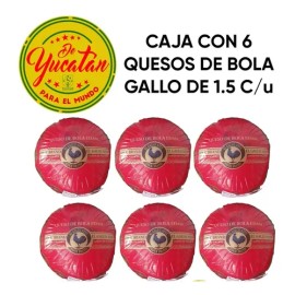 Caja Con 6 Quesos De Bola Edam Gallo Azul.