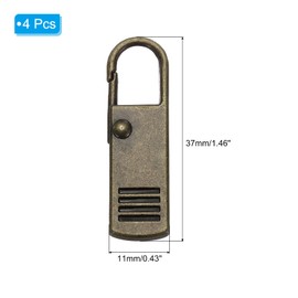 PATIKIL Zipper Pull Replacement, 4 Pcs Detachable Metal Zipper Tab Repair Kit Handle Fixer Extension for Luggage Backpacks Suitcase, Bronze