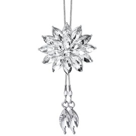 Heyjoin Long Sweater Chain for Women Pendant Tassel Necklace Jewelry (White Crystal Flower)