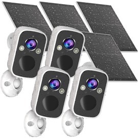 Rraycom 4Pack Security Cameras Wireless Outdoor,2K Battery Powered Solar Cameras for Home Security with Solar Panel Home Camera with Color Night Vision Motion Detection 2-Way Audio Waterproof