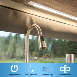 acegoo 12V Under Cabinet LED Lighting 470lm Campervan Boat Ceiling, Integral Dimmer & Red Night Light, Hard-Wired Dimmable 4,5W 305mm (4000K)