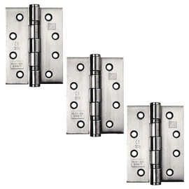 3 x Grade 11 Fire Rated Ball Bearing Door Hinges CE Rated Satin Chrome Plated