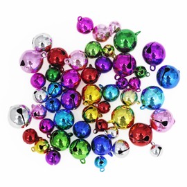 50 Pieces BetterJonny Tin Bell Christmas Bell, Colorful Bell, Decorative Bell, Cute Bell, Event Christmas Decoration, DIY Crafts, Amulet (0.47, 0.5, 0.6, 0.6, 0.7 inches (10, 12, 14, 16, 18 mm)