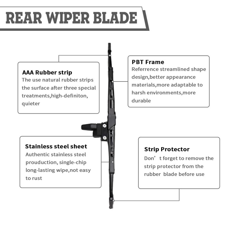 HODEE (Pack of 2) Rear Wiper Blade Set Replacement for
