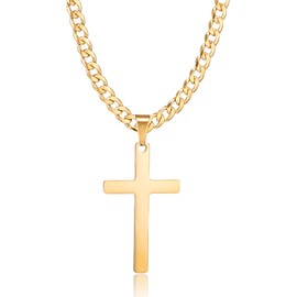 HSWYFCJY Kreuz kette Herren Kreuzkette Gold Edelstahl umgekehrtem Anhänger mit Kreuz Halskette für Männer Christliches Kreuz Halskette 20"…