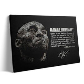 Kobe Bryant Canvas Wall Art Decor - 20X24 inch Inspirational Mamba Mentality Quote with Typography Face Design, Motivational Basketball Artwork for Home, Office or Gym Wall Decoration