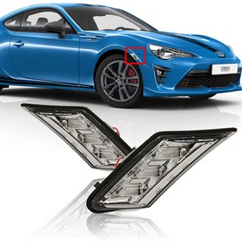 WENQI Fit 2013-2019 TOYOTA GT86 BRZ FR-S Smoke Lens Bumper LED Side Marker Lights