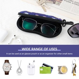 Playexen Sunglasses Case with Zip for Men & Women Glasses Case Made of Neoprene Soft & Ultralight Portable Glasses Cases with Carabiner for Glasses Keys, blue
