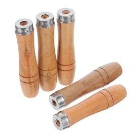 Sosoport 5pcs Universal Wooden Tool Handle for 10‘’ Files & Screwdrivers Hardwood Hand Drills Handle Replacement for Garden Home Repairs