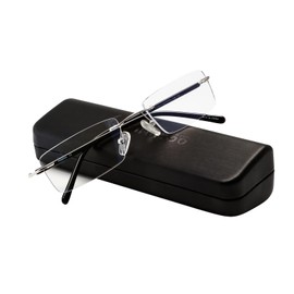 FONHCOO Blue Light Blocking Reading Glasses Anti Blue Ray Unisex Lightweight Rimless Frameless Rectangle Computer Gaming Glasses Anti-Glare, Anti-Fatigue,Anti Eyestrain (Black, 2.0)