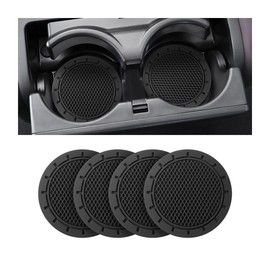Car Cup Holder Coaster, 4 Pack 2.75 Inch Diameter Non-Slip Universal Insert Coaster, Durable, Suitable for Most Car Interior, Car Accessory for Women and Men (Black)