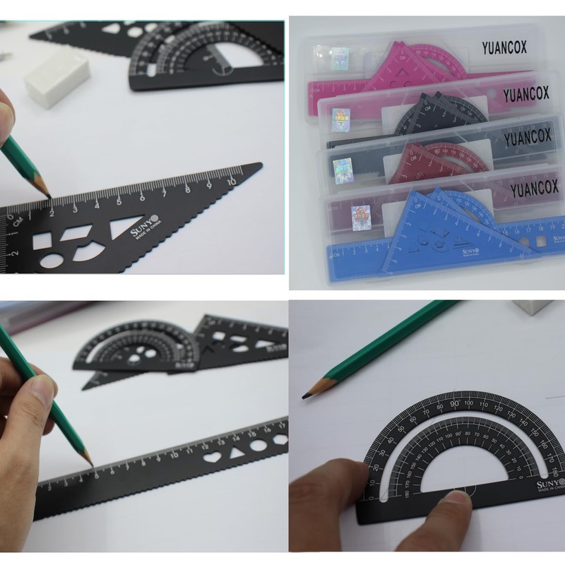 YUANCOX Student Rulers set of 4 pieces Drawing Straight Lines