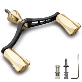 HEIGHTEN 3.6 inches (92 mm) Reel Handle Shimano Daiwa Universal Spinning Reel Wing Rocket Series (Black & Gold) (HT25103)