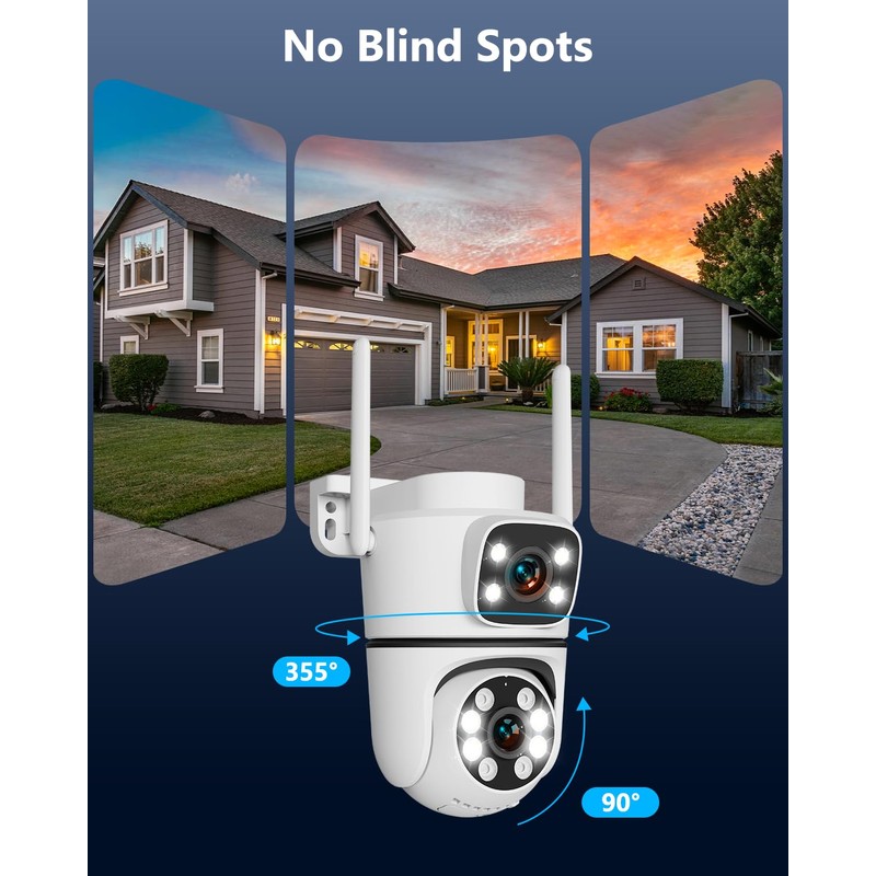 5MP Dual Lens WiFi Security Camera Outdoor Wireless Camera PT
